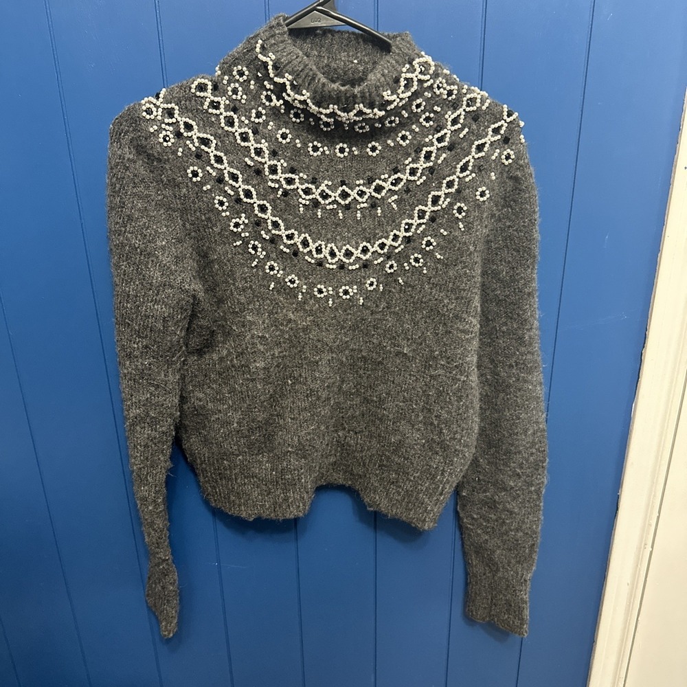 Zara Woman Beaded Knit‎ Sweater Ref 9598/174 Size Medium